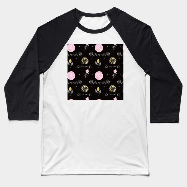 Elegance Seamless pattern with flowers Baseball T-Shirt by Olga Berlet